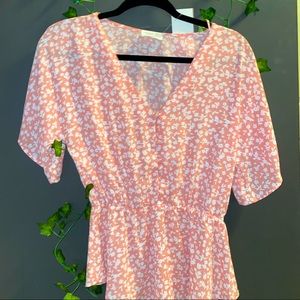 Pink and White Button Up Blouse